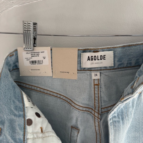 AGOLDE Stella Short Light Blue Denim High Waist Organic Cotton size 24 - Picture 6 of 11